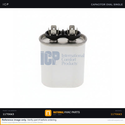 ICP Run Capacitor 7.5 MFD 370V Oval for WFMR090C048A1 — Furnace Blower | Ships Today