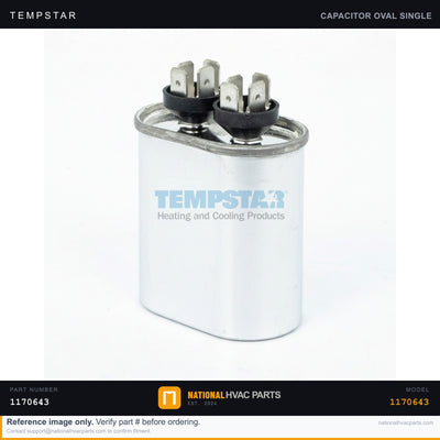 Tempstar Run Capacitor for T8MPT050B12A1 — 5 MFD 440V Oval | Ships Today