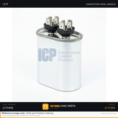 ICP Run Capacitor for WPG3364090RKC1 — 2.0 MFD Round & Oval | Ships Today