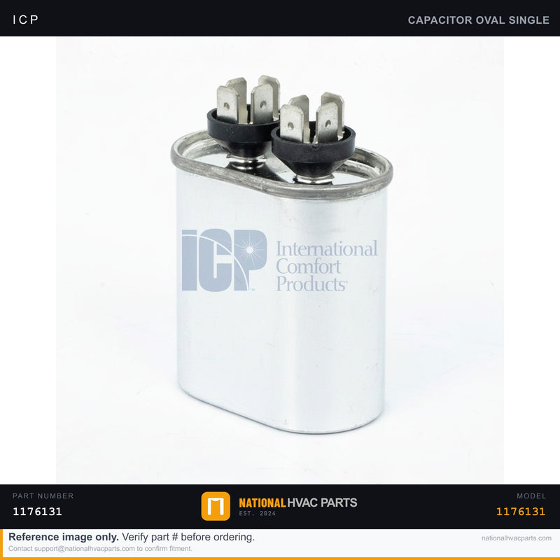 ICP Run Capacitor 25 MFD 370V for WFAR080C060B1 — Oval with Strap | Ships Today