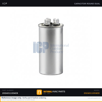 ICP Dual Run Capacitor 35+5 MFD 440V for WAMA18004A1 — Includes Mounting Strap | Ships Today