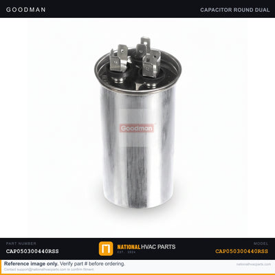Goodman 30/5 MFD 440V Dual Run Capacitor for SSX140181BA — CAP050300440RSS