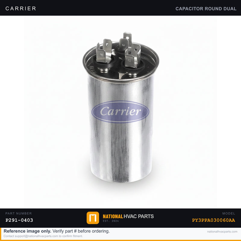 OEM Carrier Dual Run Capacitor Replacement for PY3PPA030060AA