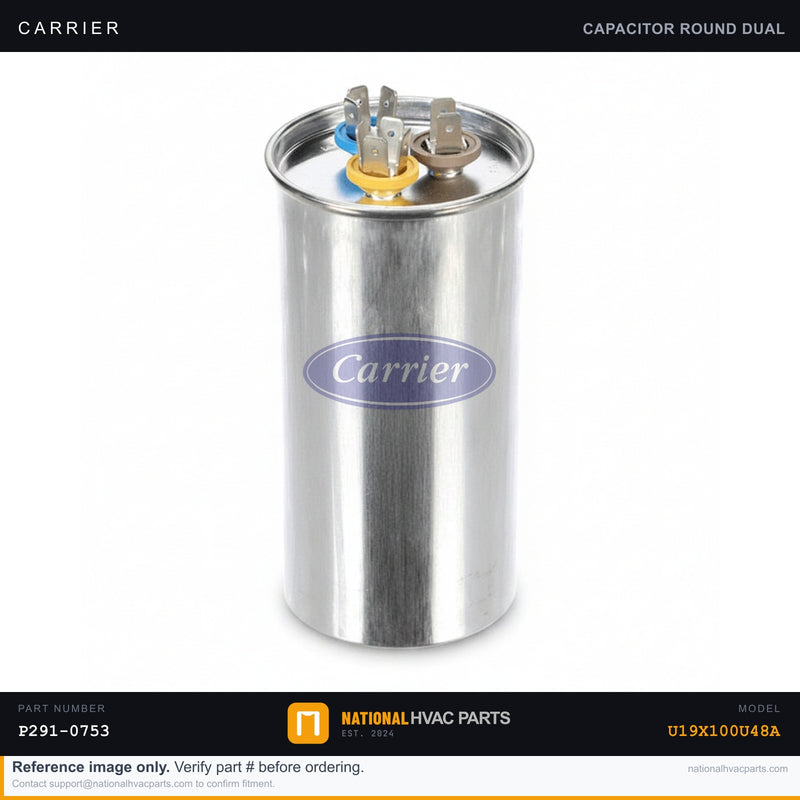 OEM Carrier Dual Run Capacitor Replacement for Model U19X100U48A