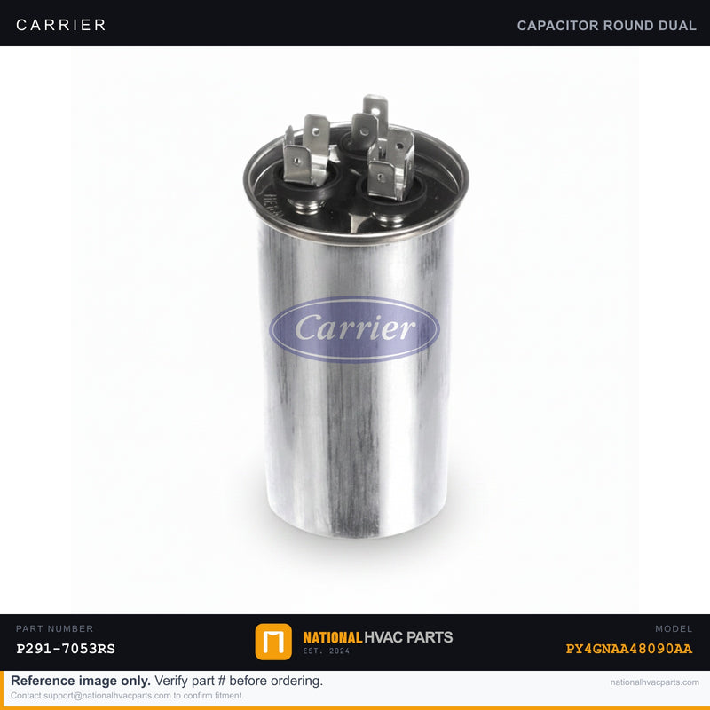 OEM Carrier Dual Run Capacitor 70+5 MFD 370/440V — PY4GNAA48090AA
