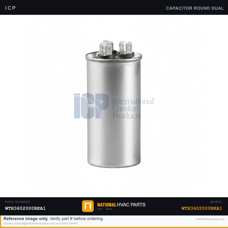 ICP Dual Run Capacitor 80+10 MFD 370V for WTH3602000RKA1 | Ships Today