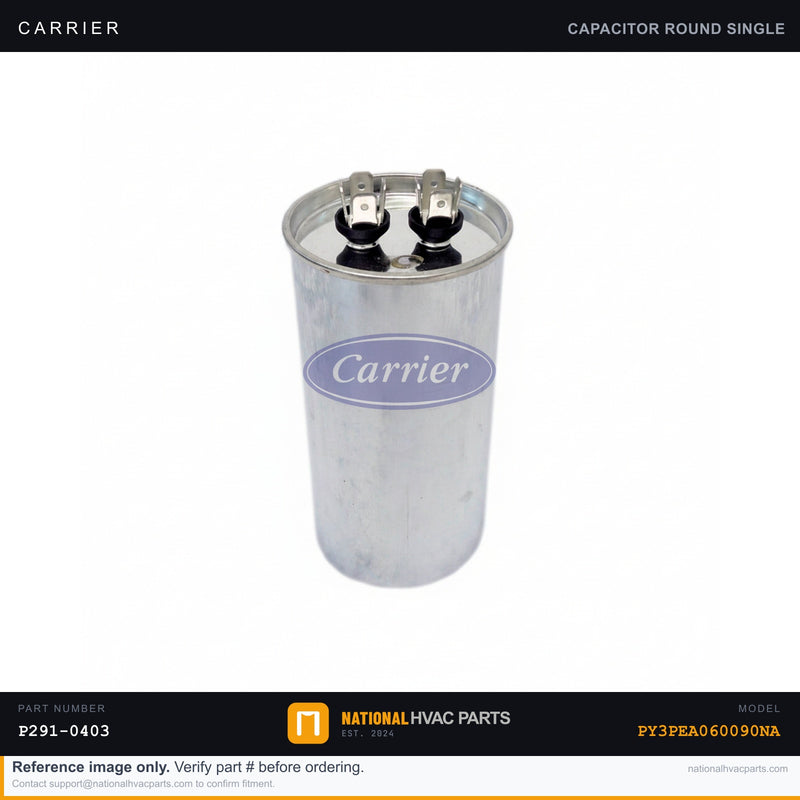 OEM Carrier Single Run Capacitor 30 MFD 370V — PY3PEA060090NA