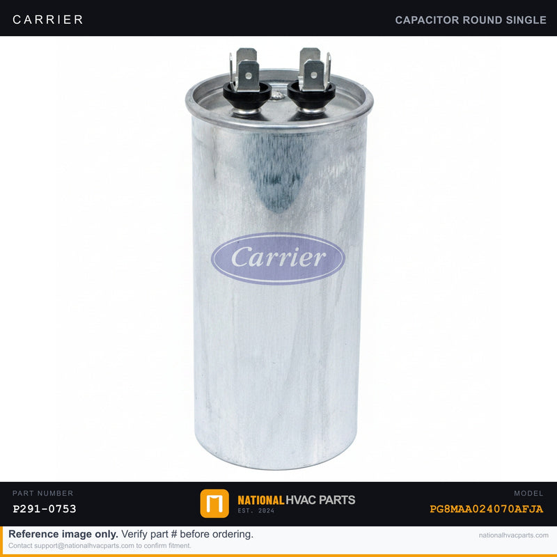 OEM Carrier Single Run Capacitor 7.5 MFD 370V for PG8MAA024070AFJA
