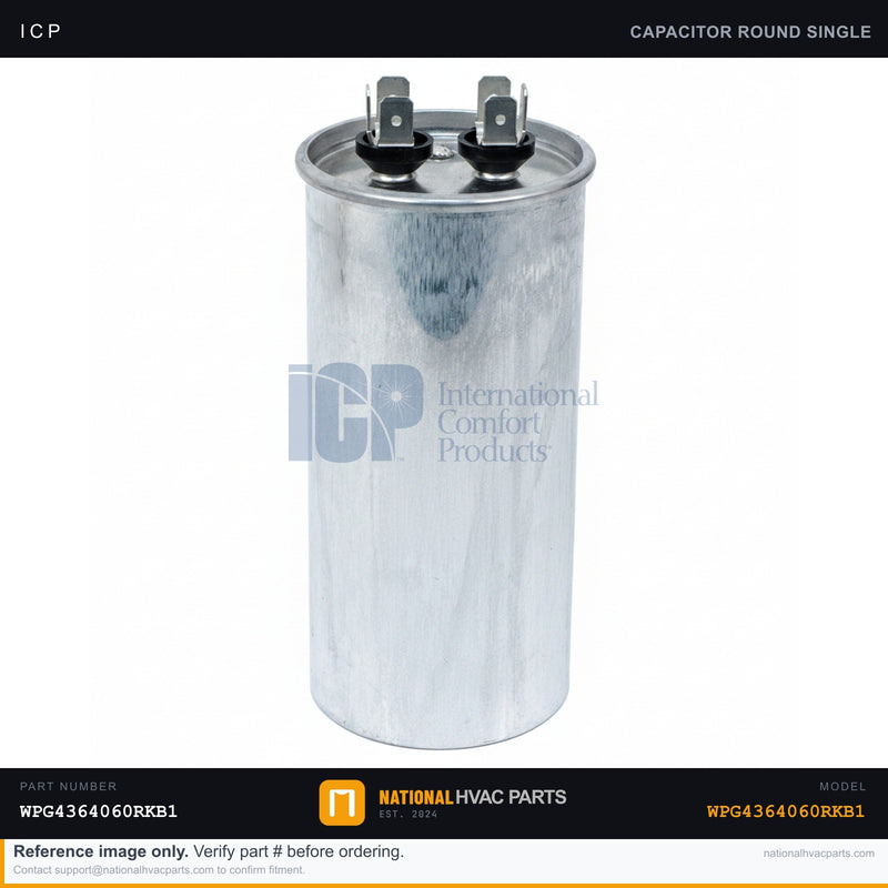 ICP Round Run Capacitor 2.5 MFD for WPG4364060RKB1 — Ships Today