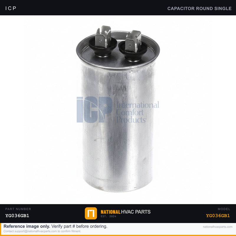 ICP Round Run Capacitor 2.5 MFD for YG036GB1 — 370V | Ships Today
