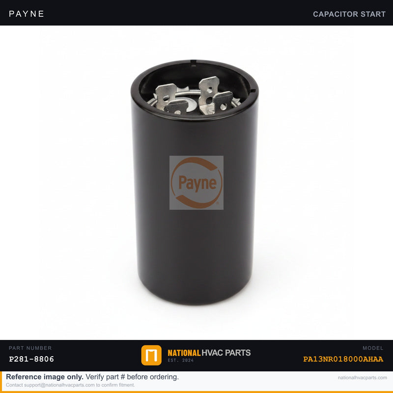 OEM Payne Start Capacitor P281-8806 for PA13NR018000AHAA