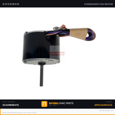 OEM Goodman 1/4 HP Condenser Fan Motor for APH1342H41CA — 0131M00847S