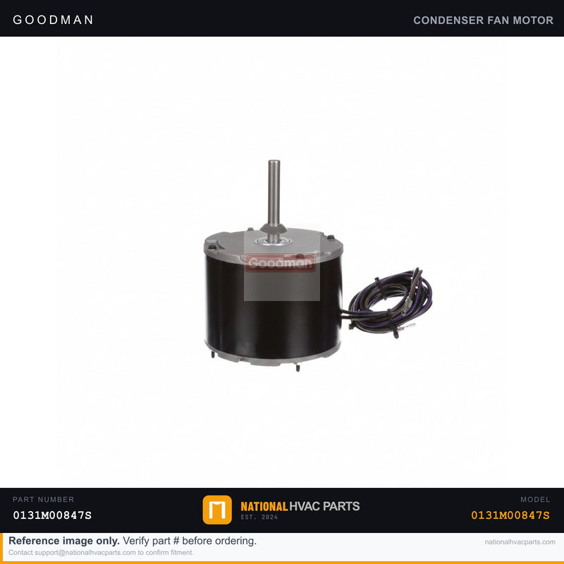 OEM Goodman 1/4 HP Condenser Fan Motor for CPC048XXX3DXXXBA — 0131M00847S