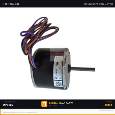 OEM Goodman 1/6 HP Condenser Fan Motor for GMPV125-3 — 0131M00009PS