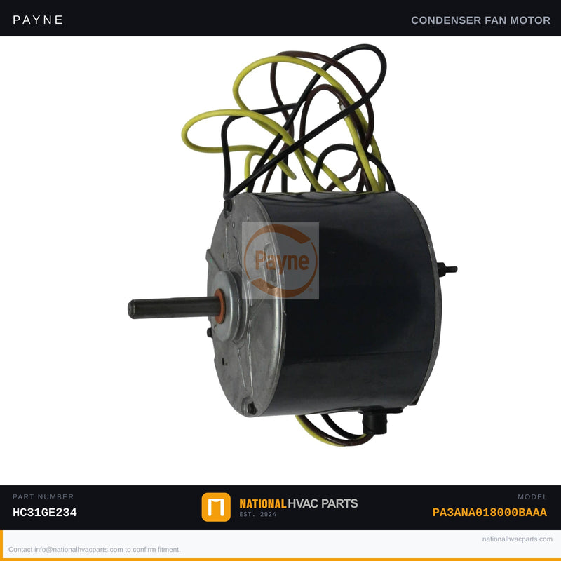 OEM Payne Condenser Fan Motor 1/4 HP for PA3ANA018000BAAA
