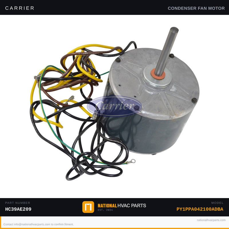 OEM Carrier Condenser Fan Motor 1/4 HP 1100 RPM for PY1PPA042100ADBA