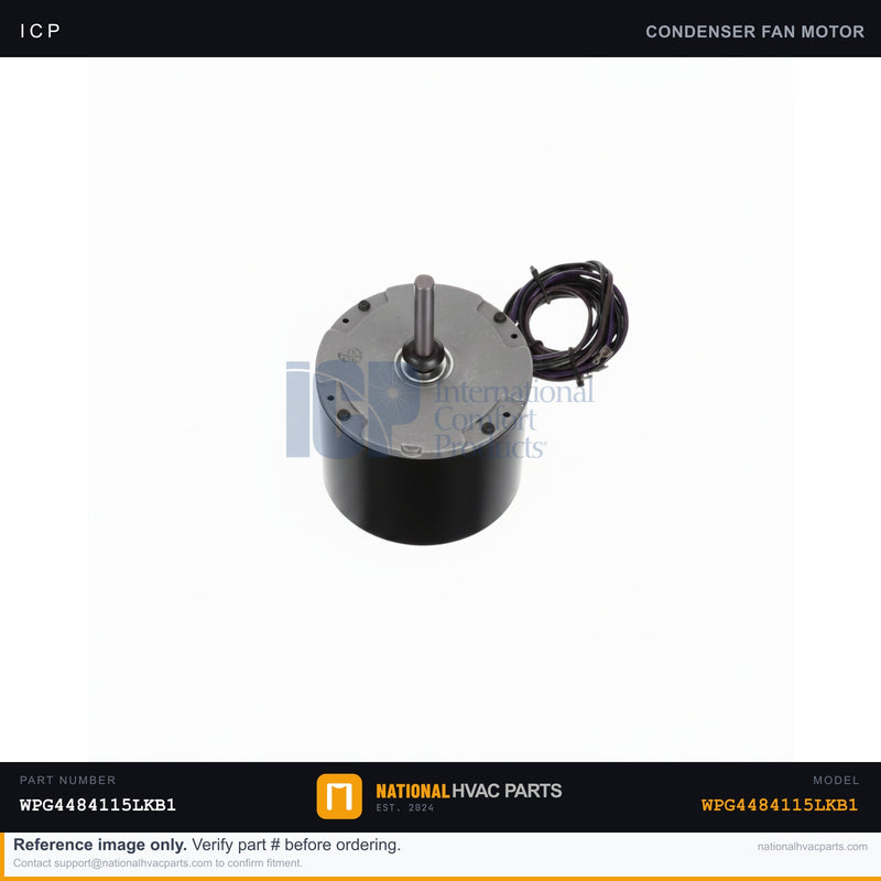 ICP Condenser Fan Motor for WPG4484115LKB1 — 1/5 HP 810 RPM | Ships Today