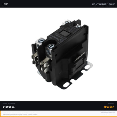 ICP 1-Pole 25A Contactor for YD030GA — 24V Coil OEM 14306501 | Ships Today