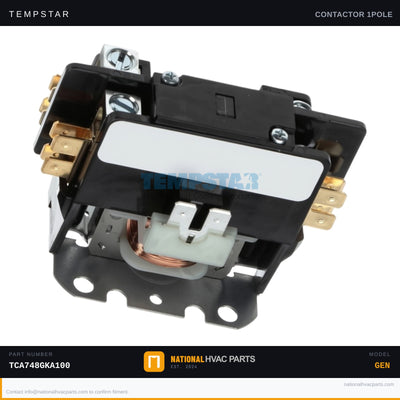 Tempstar 1-Pole 30A Contactor for TCA748GKA100 — 24V Coil w/Shunt | Ships Today