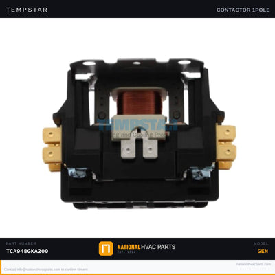 Tempstar 1-Pole 30A Contactor for TCA948GKA200 – 24V Coil w/ Shunt | Ships Today