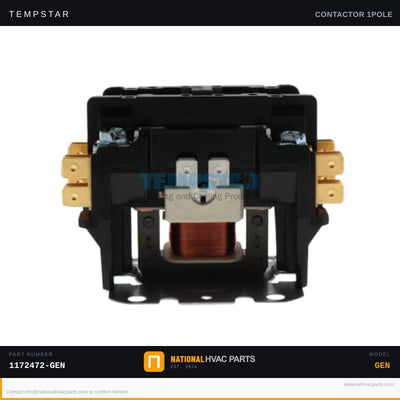 Tempstar 1-Pole 30A Contactor for TXH530GKA100 — 24V Coil | Ships Today
