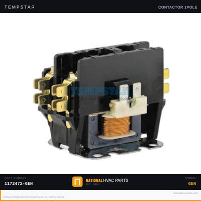 Tempstar 1-Pole 30A Contactor for TXH524GKA200 — 24V Coil | Ships Today