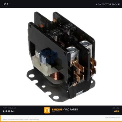 ICP 2-Pole 30A Contactor 24V for RHS120S0CA0AAA — OEM 1178074 | Ships Today