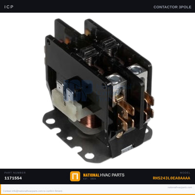 ICP Contactor for RHS243L0EA0AAAA — 2-Pole 30A / 3-Pole 40A 24V | Ships Today
