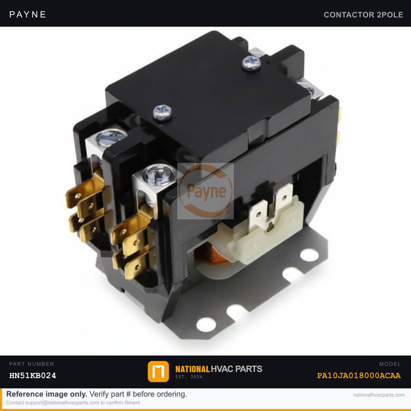 OEM Payne Contactor 2-Pole 24V Coil for PA10JA018000ACAA