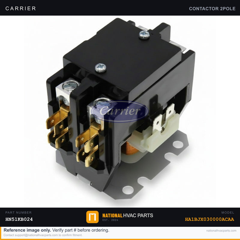 OEM Carrier Contactor 2-Pole 24V Coil for HA1BJX030000ACAA