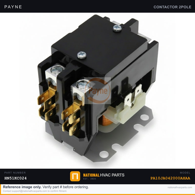 OEM Payne Contactor 2-Pole 24V Coil for PA10JA042000AHAA