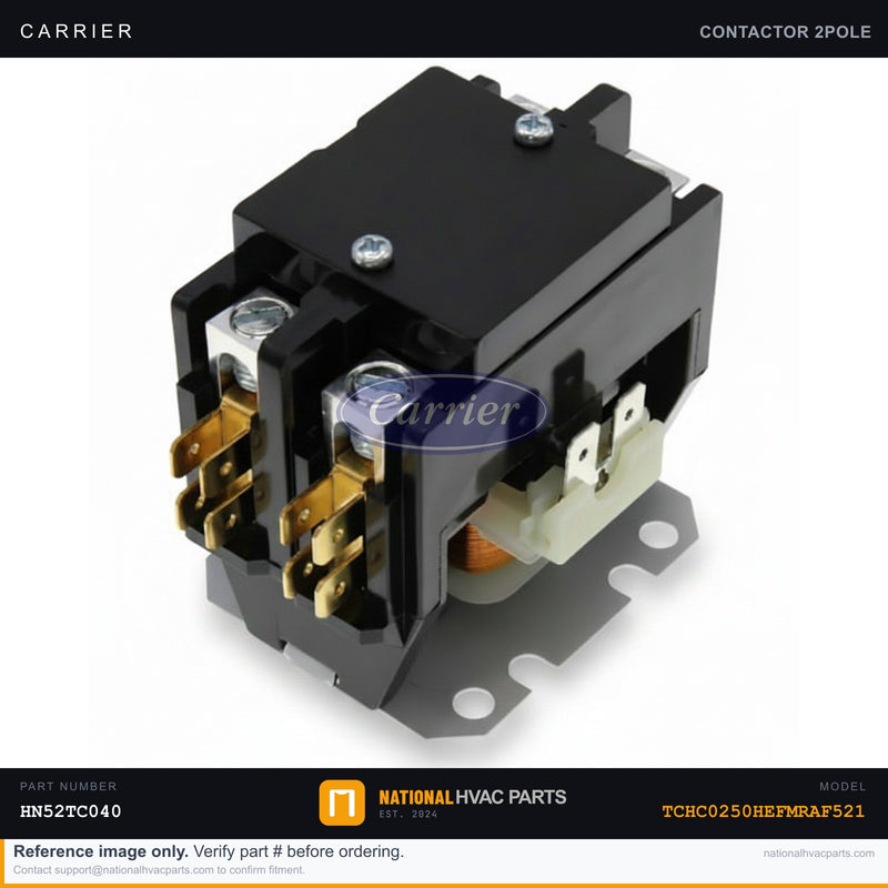 OEM Carrier Contactor 2-Pole 40A 24V for TCHC0250HEFMRAF521