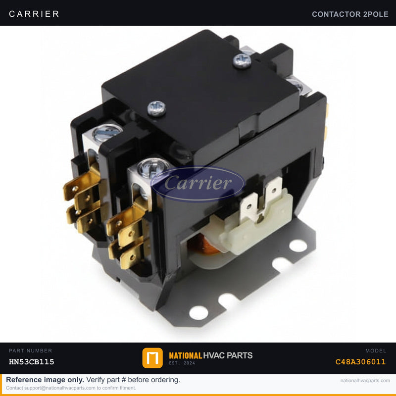 OEM Carrier 2-Pole Contactor 24V Coil for C48A306011 — Ships Today