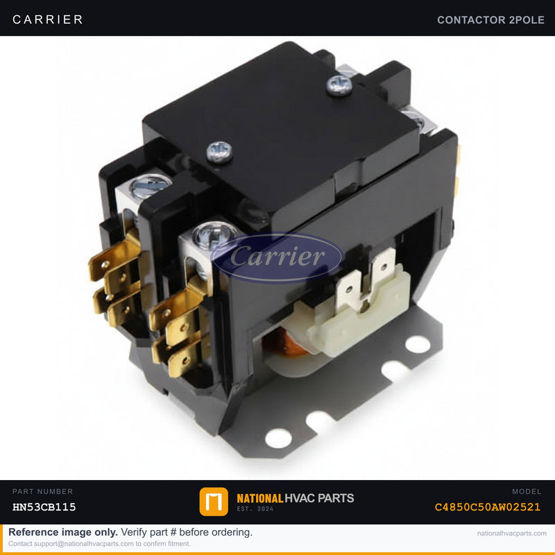 OEM Carrier Contactor 2-Pole 30A 24V Coil for C4850C50AW02521 | National HVAC Parts