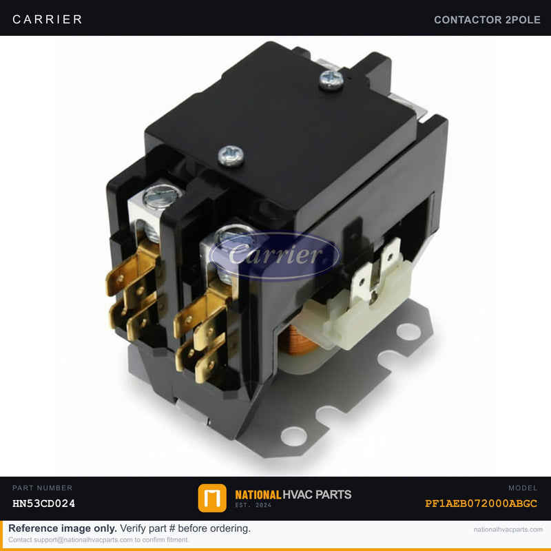 OEM Carrier Contactor 2-Pole 24V Coil for PF1AEB072000ABGC — HN53CD024