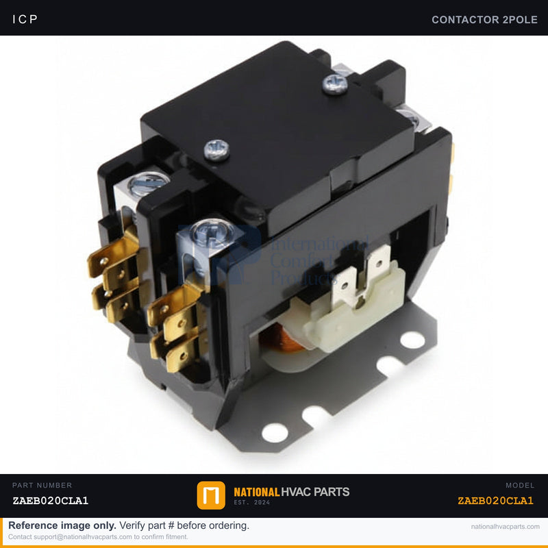 ICP 2-Pole 40A Contactor for ZAEB020CLA1 — 24V Coil | Ships Today