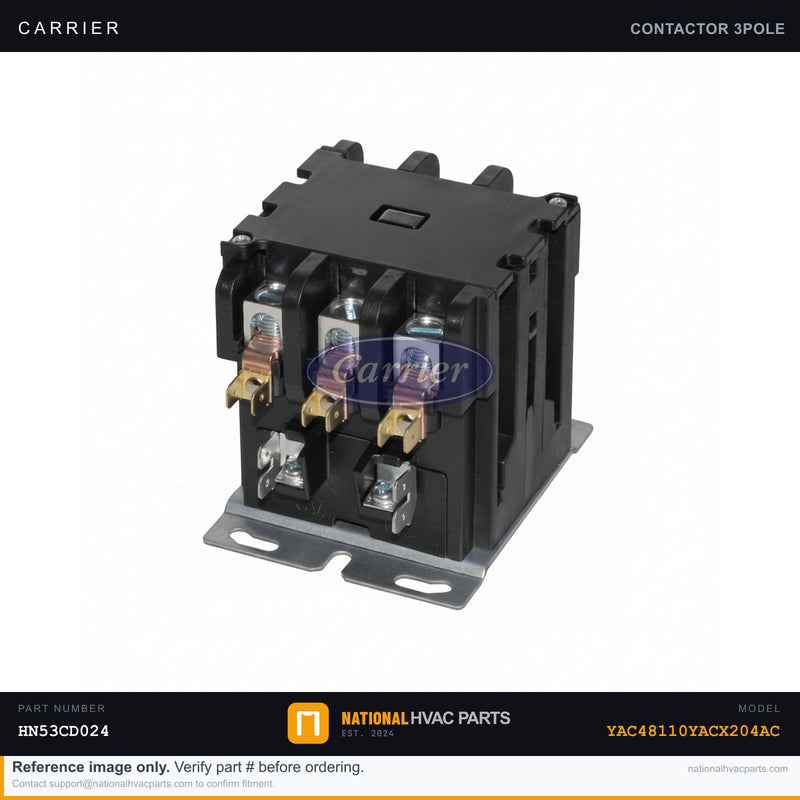 OEM Carrier 3-Pole Contactor 24V 40A — HN53CD024 for YAC48110YACX204AC