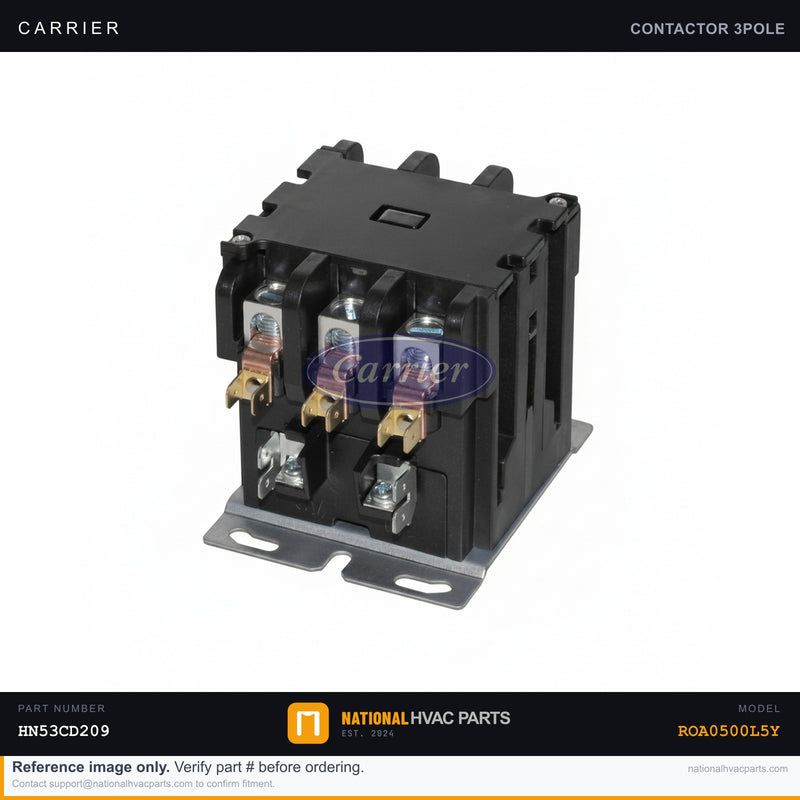 OEM Carrier 3-Pole Contactor 24V 40A HN53CD209 for ROA0500L5Y