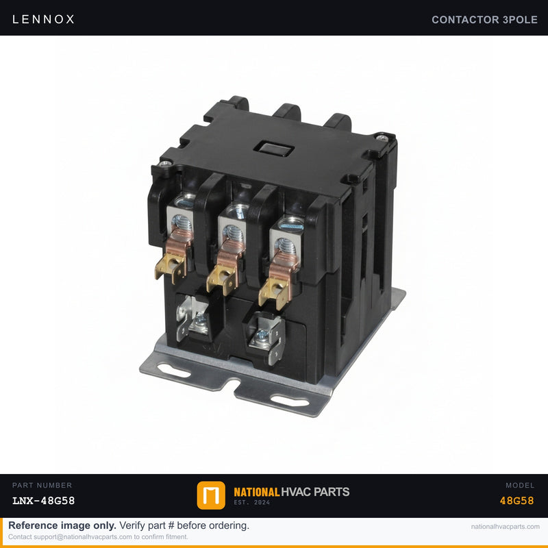 OEM Lennox Contactor 3-Pole 25A 24V Coil — 48G58