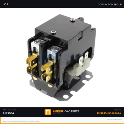 ICP Definite Purpose Contactor for RHS243H0CA0AAAA – 24V Coil, 2/3-Pole 30-60A | Ships Today