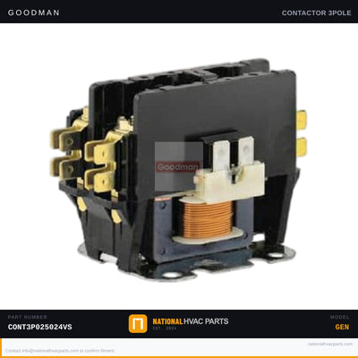 Goodman 25A 24V Contactor for CPC0360103DHXCBA — CONT3P025024VS