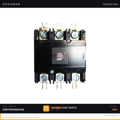 Goodman 25A 3-Pole 24V Contactor for CPC036 — CONT3P025024VS