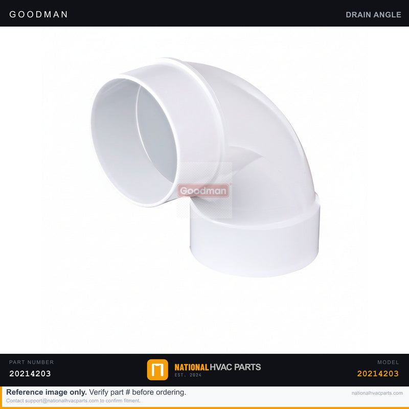 OEM Goodman Condensate Drain Angle Fitting for ACVC950714CXAD — 20214203