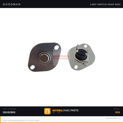 Goodman 150°F Primary Limit Switch for ACV90704CXBA — 20162903