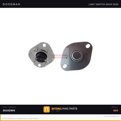 Goodman Primary Limit Temperature Control for ACSH960453BXAA — 20162904