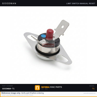 OEM Goodman Manual Reset Limit Switch for ACEC800805CXAB — 10123529