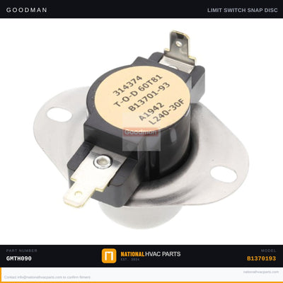 OEM Goodman High Limit Switch for GMTH090-5A Furnace — B1370193