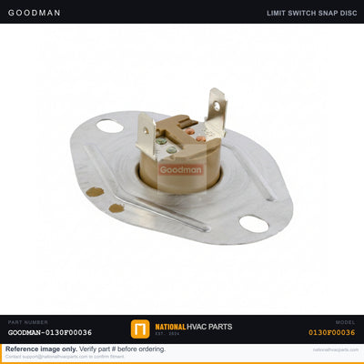 OEM Goodman Pink Auto-Reset Limit Switch for ADSH800603AXAC — 0130F00036