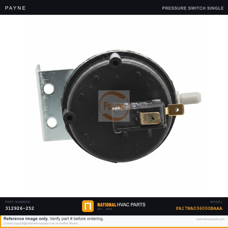 OEM Payne High Pressure Switch 312926-252 for PA17NA03600GBAAA