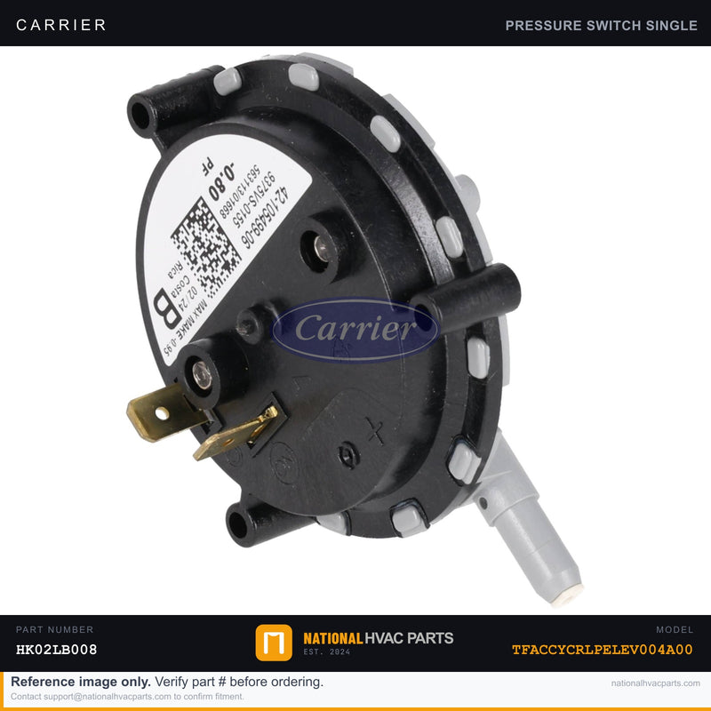 OEM Carrier LP Gas Pressure Switch HK02LB008 — TFACCYCRLPELEV004A00